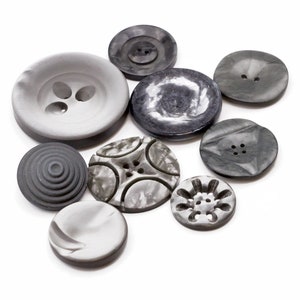 Gray Vintage Buttons Lot of 9 in different sizes and designs image 2