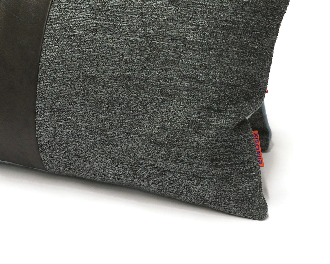 Black Leather Accent Pillow Made From Upholstery Fabrics by Etsy
