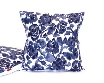 Vintage Fabric Pillow - 70s Cushion - Mid Century Throw Pillow - Retro Cushion - Blue Floral Decor - Cottage Chic - Handmade by EllaOsix