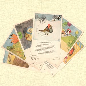 Cartes de prière vintage Ida Bohatta Birds - Cartes à collectionner - lot de 6 cartes série 3825