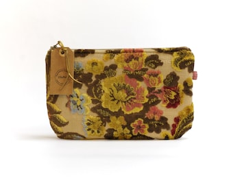 Große Samt Reißverschluss Beutel - Schminktasche - Floral Accessoires Handgemacht von EllaOsix