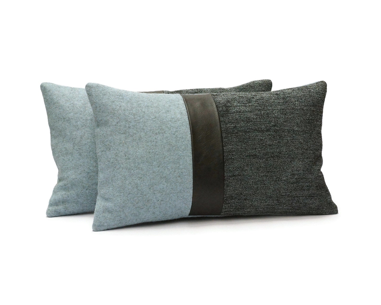 Black Leather Accent Pillow Made From Upholstery Fabrics by Etsy