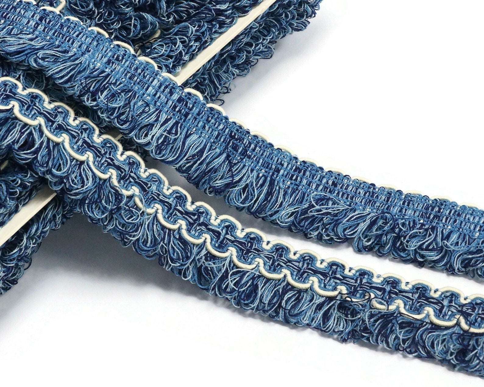 Vintage Fringe Trim in Navy Blue and White Etsy