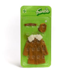 Cappotto di flanella marrone vintage Francie Outfit 8646 1973 / Mattel Best Buy Fashions Series NRFB / MOC