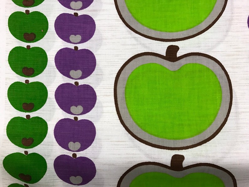 Purple Apple 70s fabric Green Apple Unused Vintage Cotton Fabric by the Yard pillowcase fabric