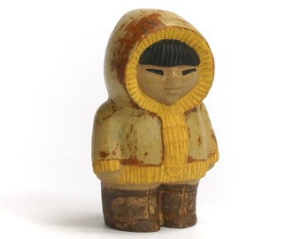 Figurine Lisa Larson Eskimo Boy pour Gustavberg Suède | Série Enfants du monde de l'UNICEF.