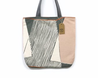 Maka - 1960s Vintage Fabric Tote Bag - Casual Everyday Shopping Bag - Handmade by EllaOsix