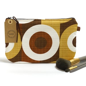 Bolsa grande com zíper dos anos 1970 - Bolsa de cosméticos retrô - Bolsa de maquiagem - Estojo para lápis - Bolsa para acessórios Feita à mão por EllaOsix.