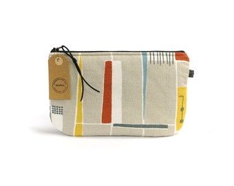 Large Zipper Pouch – Handmade 1960s Retro Fabric Cosmetic Bag