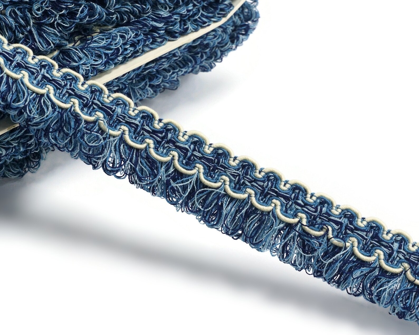 Vintage Fringe Trim in Navy Blue and White Etsy