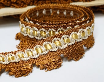 Brown Vintage Trim - French Passementerie Fringe Trimming by the yard