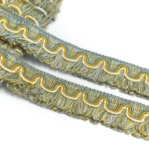 Vintage French Fringe Trim - Gold Blue Ecru - 40mm - New Old Stock Condition sold by the yard