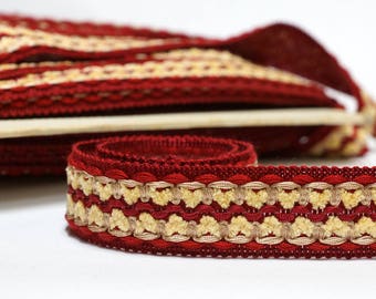 Red Vintage Decor Trim 35mm - 1 3/8" sold by the meter