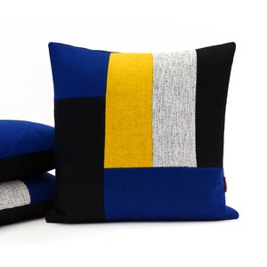 Geometric Pillow | modern patchwork cushion | color block pillow case handmade from upholstery fabrics by EllaOsix