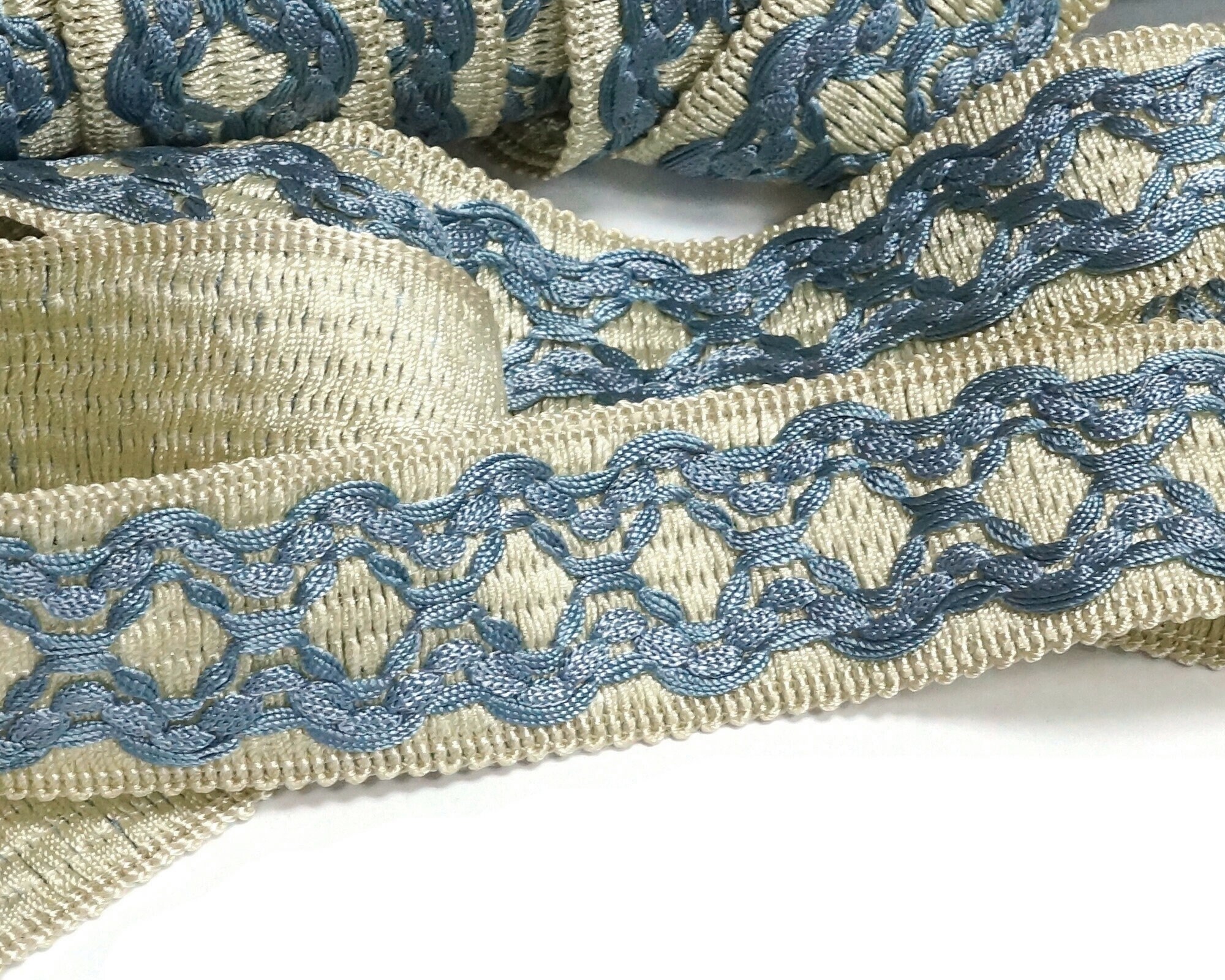 3 m de bordure bleue vintage - tresse de passementerie française - bordures de rembourrage