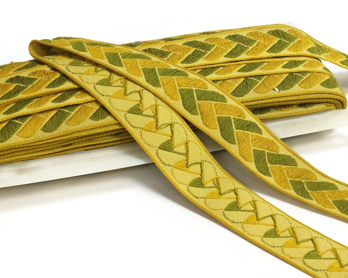 Mustard Ruffle Trim 3m Mustard Vintage Decor Trim - Jacquard Trim Tape - Border Trim ...