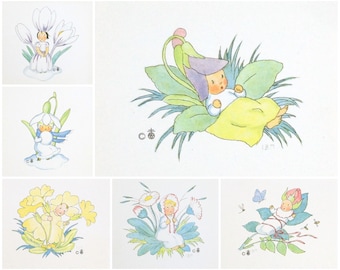 Ida Bohatta Flower Children's  Vintage Prayer Cards - Collectible Cards - set of 6 cards series 10521