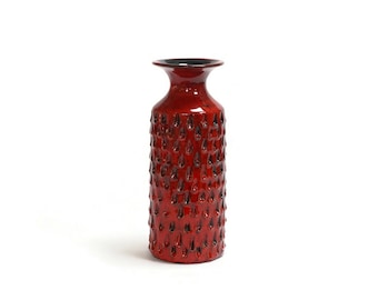 Glossy Red Fratelli Fanciullaci Strawberry Ceramic Vase - 1960s Italian Pottery