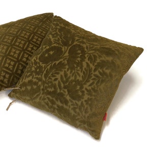 Velvet Pillow Cover - Moss Green - Floral Decor - one of a kind unique piece by EllaOsix