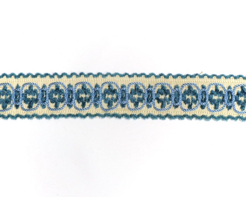 40mm Vintage Blue Chenille Trim Tape Sold by the Yard New Etsy