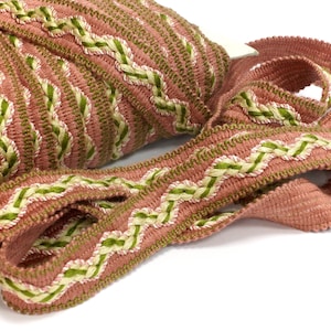 Dusty Rose Braided Trim Tape 40 mm wide in Vintage New Old Stock Condition sold by the Yard