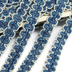 Tresse française vintage en bleu et blanc