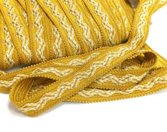 Mustard Braided Trim Tape 40 mm wide in Vintage New Old Stock Condition sold by the Yard