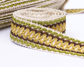 Vintage French Passementerie trim by the yard - Home decor trim - 4cm wide braid trim - upholstery trim - woven trim - pillow trim