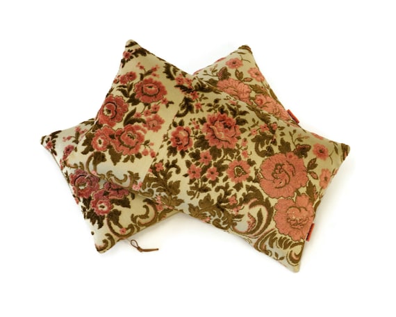 Vintage Pillowcase Pillow Sham Brown Orange Goldenrod Retro Floral