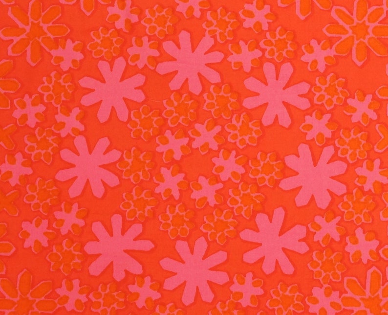 Floral Vintage 70s Fabric Cotton Satin Quality
