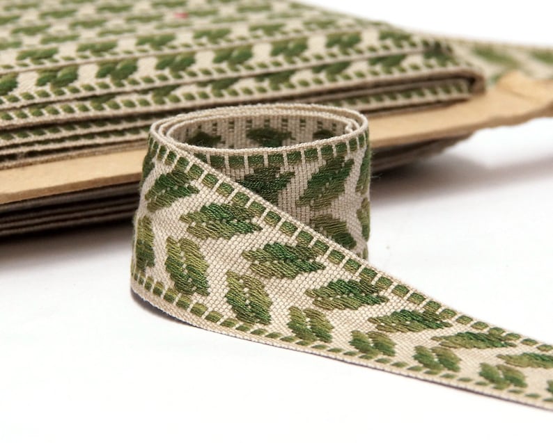 Green Vintage Trim by the Yard Upholstery Trim Woven Trim Etsy