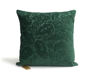 Floral Dark Green Velvet Pillow Cover - 20x20" - 50x50cm - one of a kind unique piece Handmade by EllaOsix