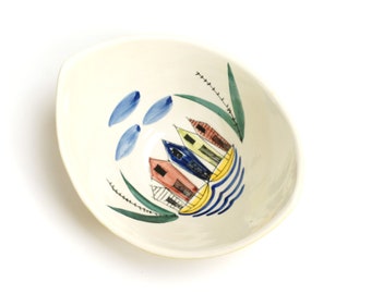 Stavangerflint Bowl | Abstract Fishing Village Decor by Inger Waage | 1950s Norwegian ceramic