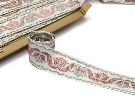 Vintage French Jacquard Trim Pink Blue Home Decor Ribbon 42mm 1 5 