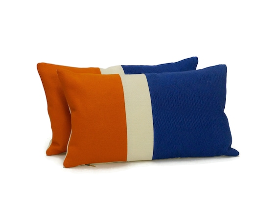 blue orange pillows