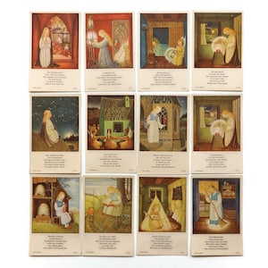 Ida Bohatta 1950er Jahre Vintage Gebetskarten - Religiöse Kinder Illustration - Sammlerkarten - komplette Serie 3540