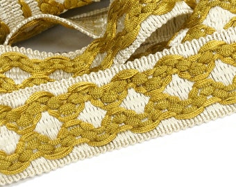 3m Vintage Mustard Trim - French Passementerie Braid - upholstery trim - Home decor Trim