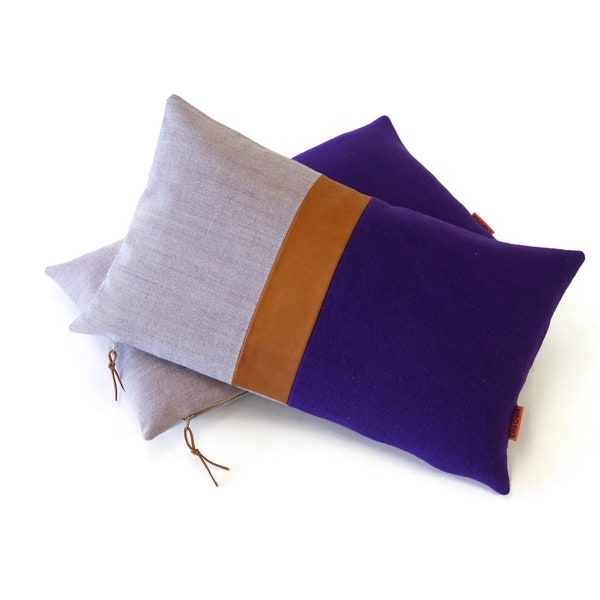 Housse de coussin lombaire violet - Housse de coussin en cuir par EllaOsix - 12x20" - 30x50cm