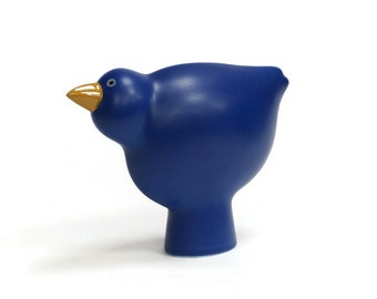 ARABIA Finland LISA bird from Parvi series designed by Howard Smith 90s Design blue ceramic