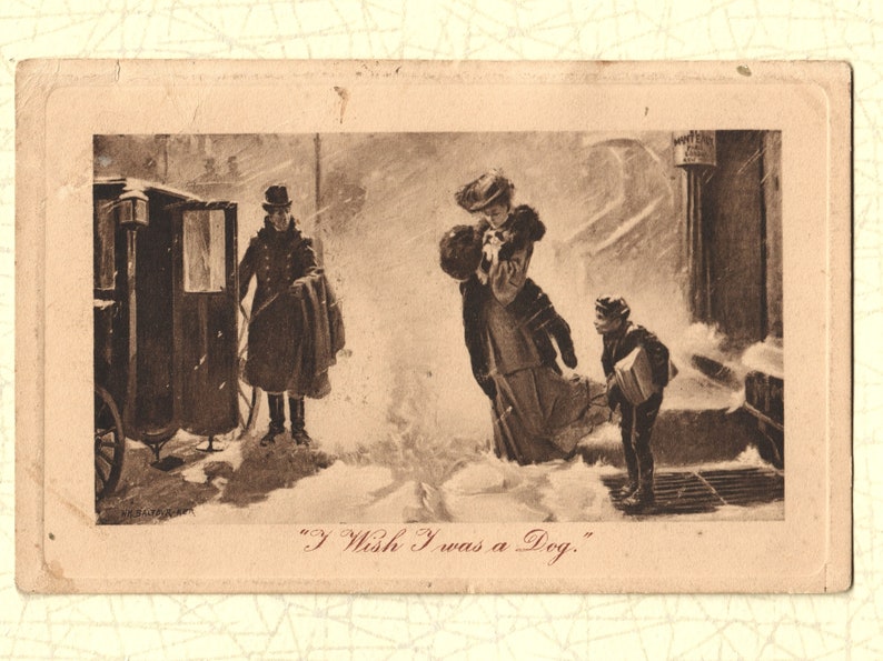 Charles Dana Gibson Postal antigua de principios de 1900 / Ojalá fuera un perro no 131 imagen 2