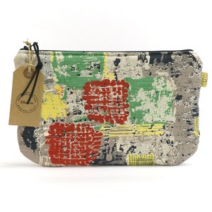 Estuche de tela vintage con cremallera de los años 60 - Bolsa grande para cosméticos - Bolsa para maquillaje - Estuche para lápices hecho a mano por EllaOsix