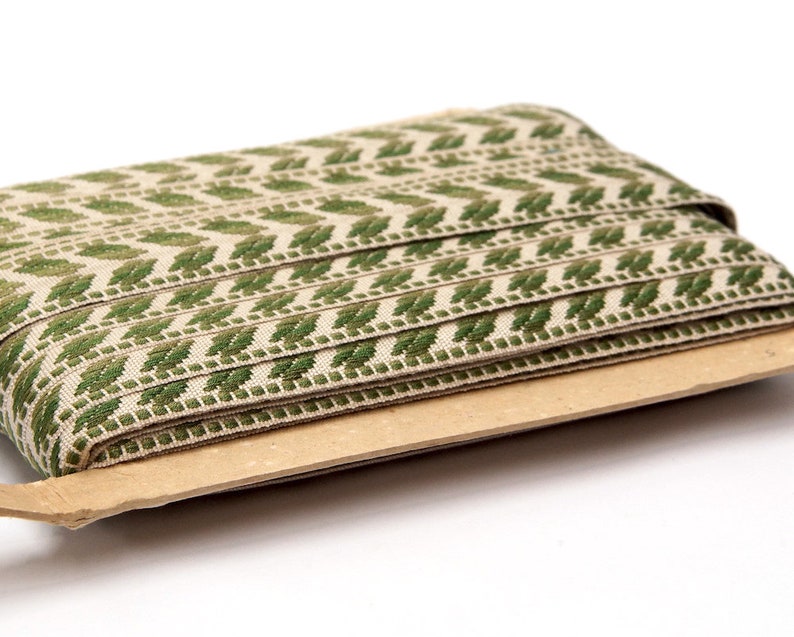 Green Vintage Trim by the Yard Upholstery Trim Woven Trim Etsy