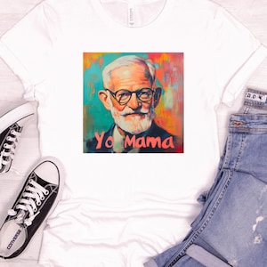 Yo Mama Freud Psychology Humor T-Shirt - Colorful Pop Art Portrait - Psychoanalysis Funny Pun Mental Health Gift