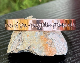 Foo Fighters lyrics cuff bracelet / Everlong / Custom personalized cuff bracelet / aluminum, brass, copper or sterling silver