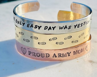 Military cuff bracelet / Army, Navy, Air Force, Marines, Coast Guard / Personalized Military jewelry / Custom army jewelry / Deployment
