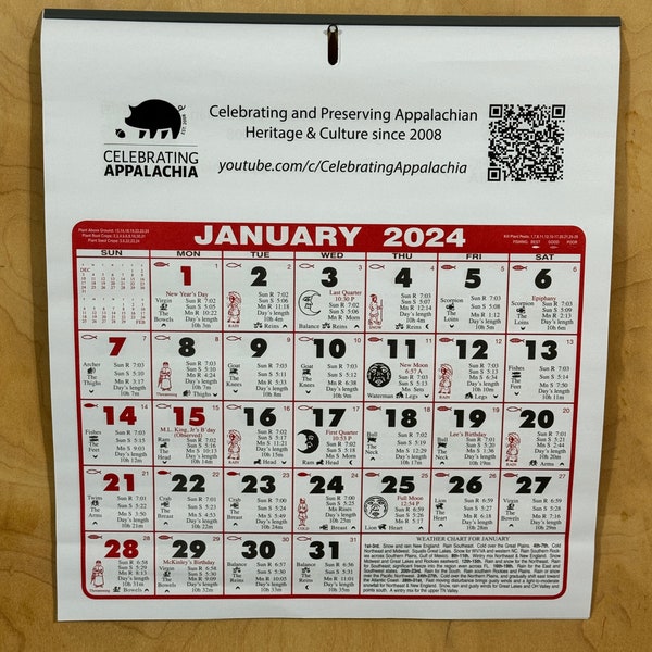 Celebrating Appalachia Almanac Planting Calendar 2024