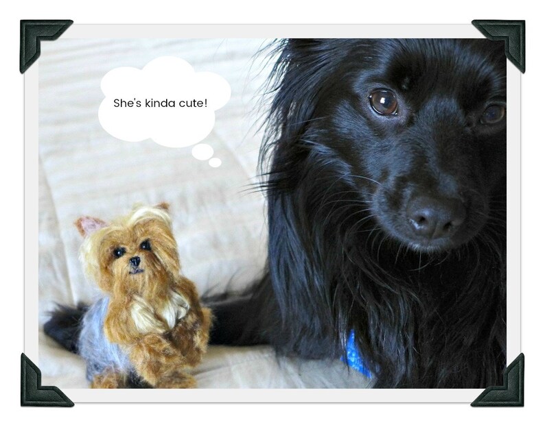 Custom Pet Portrait Miniature of your Pet Needle Felted Yorkie Lilo and Beauty Handmade Poseable Art Sculpture Personalized Gift