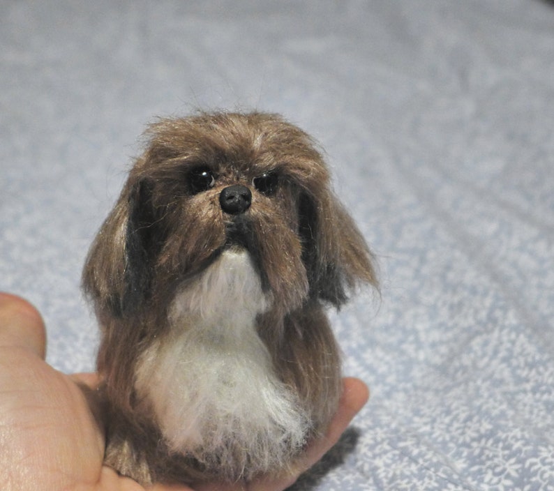 Custom Pet Portrait Felted Miniature Sculpture of your pet Cute Personalized Art for Pet Lovers example Shih Tzu Gift Cute