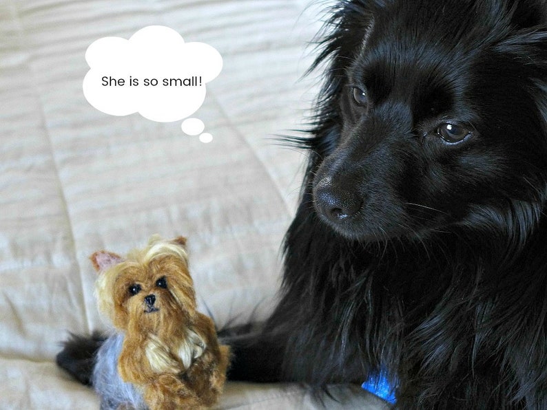 Custom Pet Portrait Miniature of your Pet Needle Felted Yorkie Lilo and Beauty Handmade Poseable Art Sculpture Personalized Gift