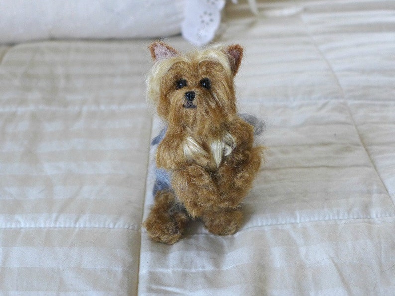 Custom Pet Portrait Miniature of your Pet Needle Felted Yorkie Lilo and Beauty Handmade Poseable Art Sculpture Personalized Gift